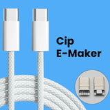 Cablu de Date Universal pentru Telefon, Flippy, Cablu TYPE-C to TYPE-C, Compatibil cu iOS si Android, Fire 160 cupru, 1.5M, Impletit Nailon, Alb - vivimall.ro