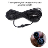 Cablu prelungitor IP65 Vivimall,  pentru lampi solare, material cauciuc si cupru, 2 Pini mama- tata, waterproof, 5 metri, negru - vivimall.ro