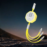 Cablu Retractabil 3in 1 pentru Telefon, Flippy, Cablu de incarcare rapida 100W, stil Mecha, potrivit pentru Auto, Universal 1.2M, Galben - vivimall.ro