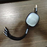 Cablu Retractabil Universal pentru Telefon, Flippy, Universal 3in1 pentru Orice Tip de Telefon, Micro-USB, Lightning, TYPE-C, 1.2M, Negru - vivimall.ro