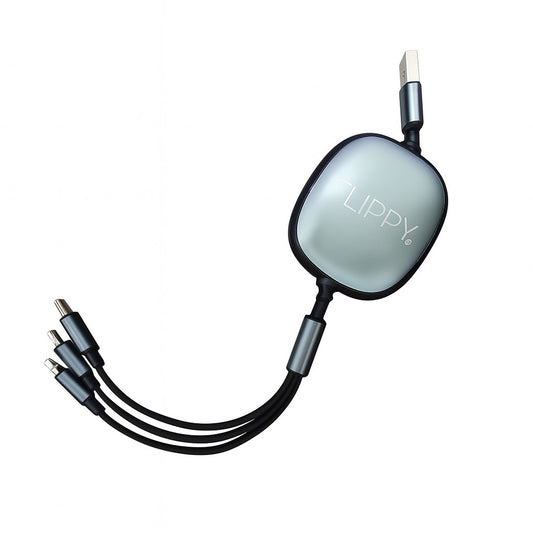 Cablu Retractabil Universal pentru Telefon, Vivimall, Universal 3in1 pentru Orice Tip de Telefon, Micro-USB, Lightning, TYPE-C, 1.2M, Negru - vivimall.ro