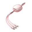 Cablu Retractabil Universal pentru Telefon, Flippy, Universal 3in1 pentru Orice Tip de Telefon, Micro-USB, Lightning, TYPE-C, 1.2M, Roz - vivimall.ro