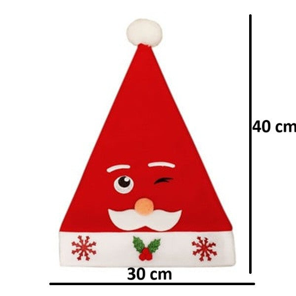 Caciula de Mos Craciun, Flippy, Model 3 Mos Craciun cu Mustata, Marime Universala, Material Textil, 30 x 40 cm, Alb/Rosu