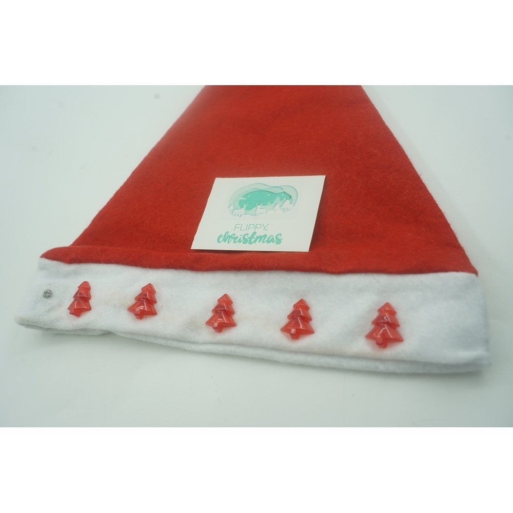 Caciulita de Mos Craciun,Flippy, cu braduti ,led si muzica, rosie, marime universala, poliester - vivimall.ro