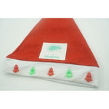 Caciulita de Mos Craciun,Flippy, cu braduti  ,led si muzica,  rosie, marime universala, poliester - vivimall.ro