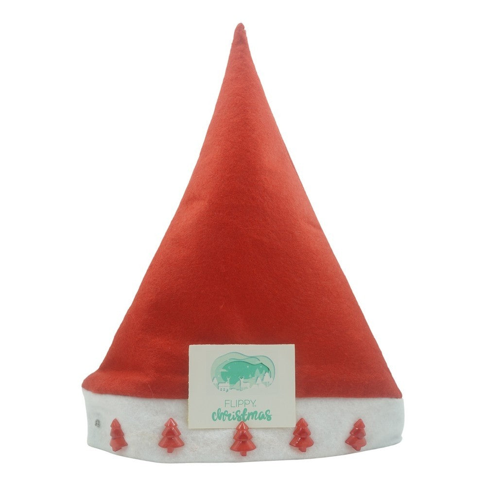 Caciulita de Mos Craciun,Flippy, cu braduti ,led si muzica, rosie, marime universala, poliester - vivimall.ro