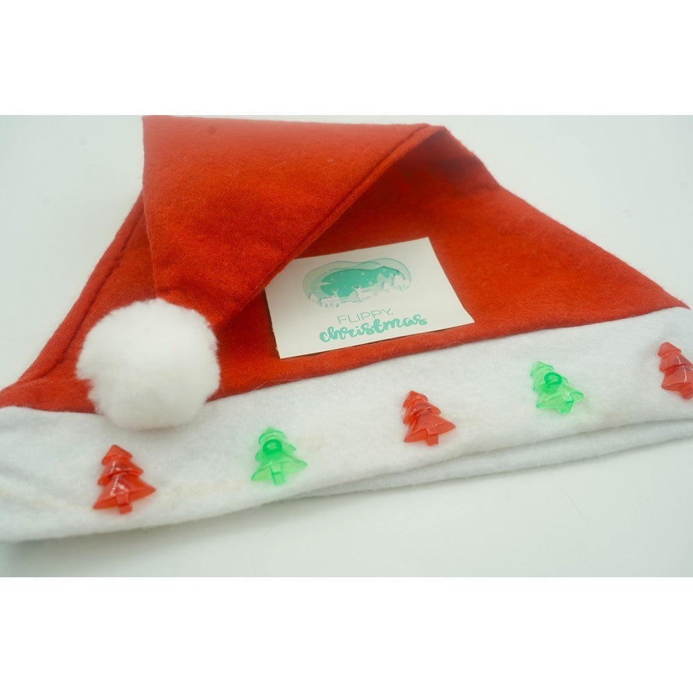 Caciulita de Mos Craciun,Flippy, cu braduti si led, rosie, marime universala, poliester - vivimall.ro