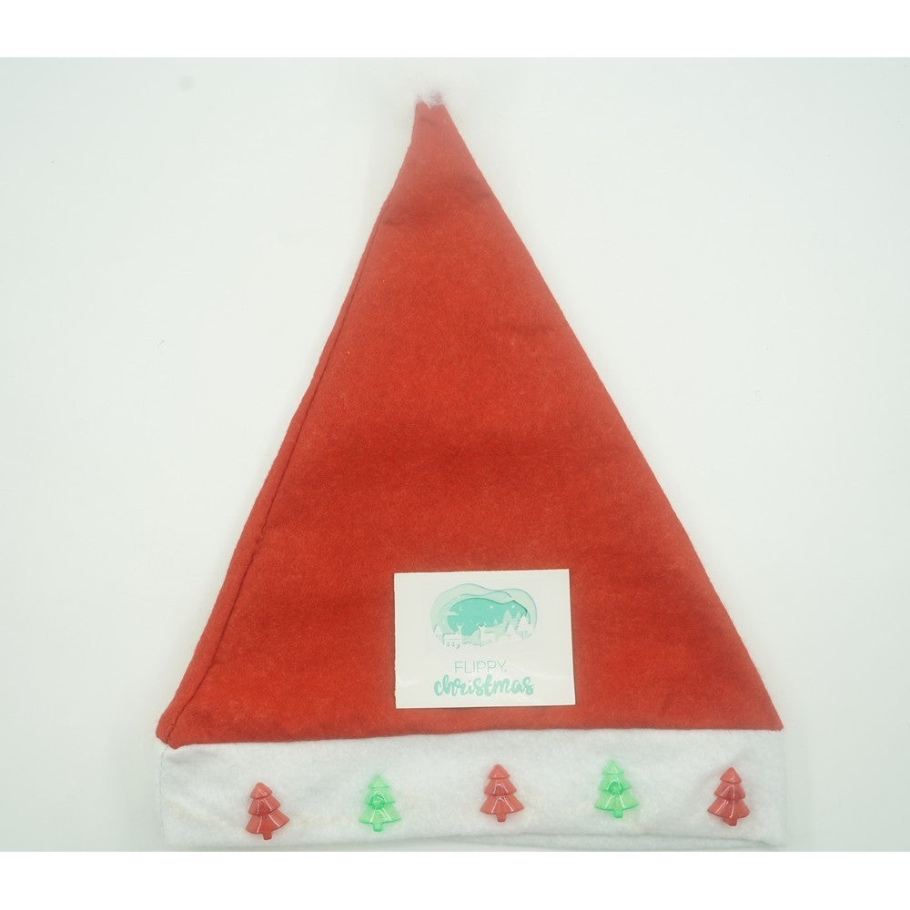 Caciulita de Mos Craciun,Flippy, cu braduti si led, rosie, marime universala, poliester - vivimall.ro