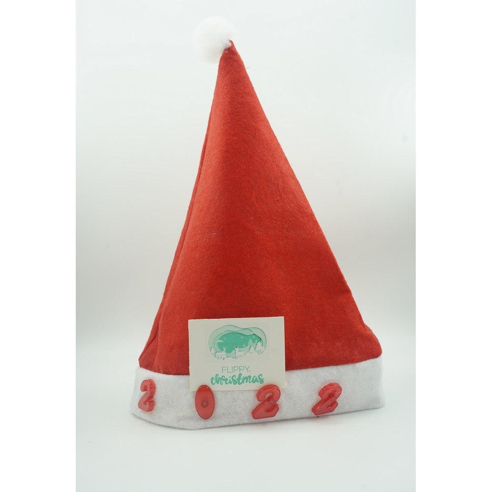 Caciulita de Mos Craciun,Vivimall, cu inscriptie 2022 ,led si muzica, rosie, marime universala, poliester - vivimall.ro