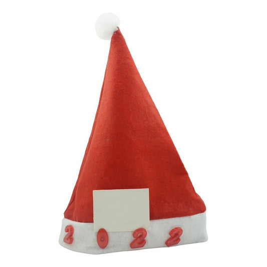 Caciulita de Mos Craciun,Flippy, cu inscriptie 2022 ,led si muzica, rosie, marime universala, poliester - vivimall.ro