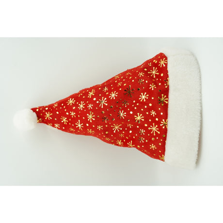 Caciulita De Mos Craciun,Cu Ornament Fulg De Nea, Rosie, Marime Universala, Material Textil