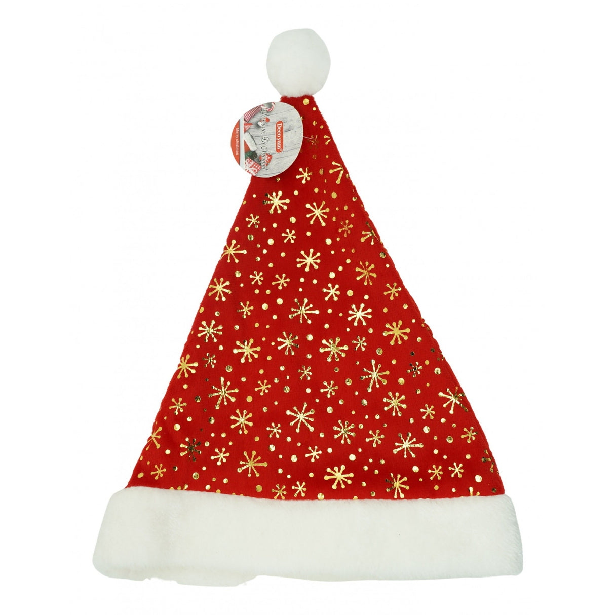 Caciulita De Mos Craciun,Cu Ornament Fulg De Nea, Rosie, Marime Universala, Material Textil