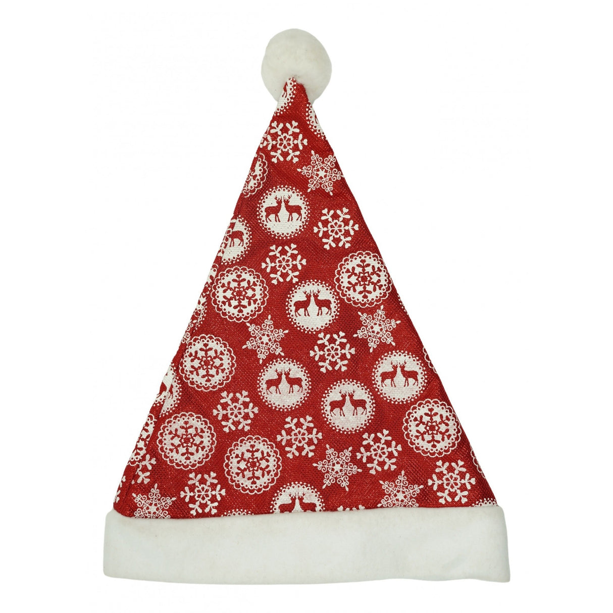 Caciulita De Mos Craciun,Cu Ornament Fulg De Nea Si Sclipici, Rosie, Marime Universala, Material Textil