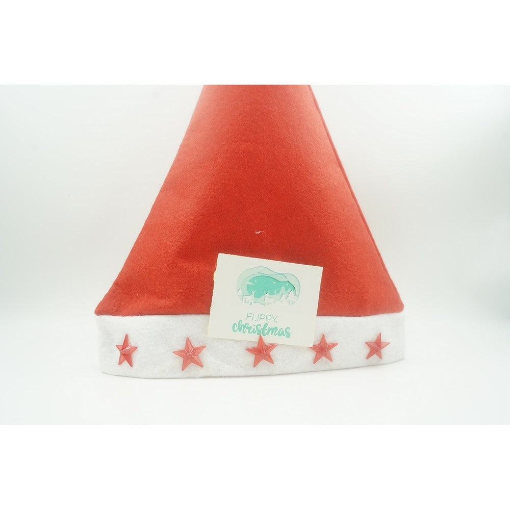 Caciulita de Mos Craciun,Vivimall, cu stele  ,led si muzica, rosie, marime universala, poliester - vivimall.ro