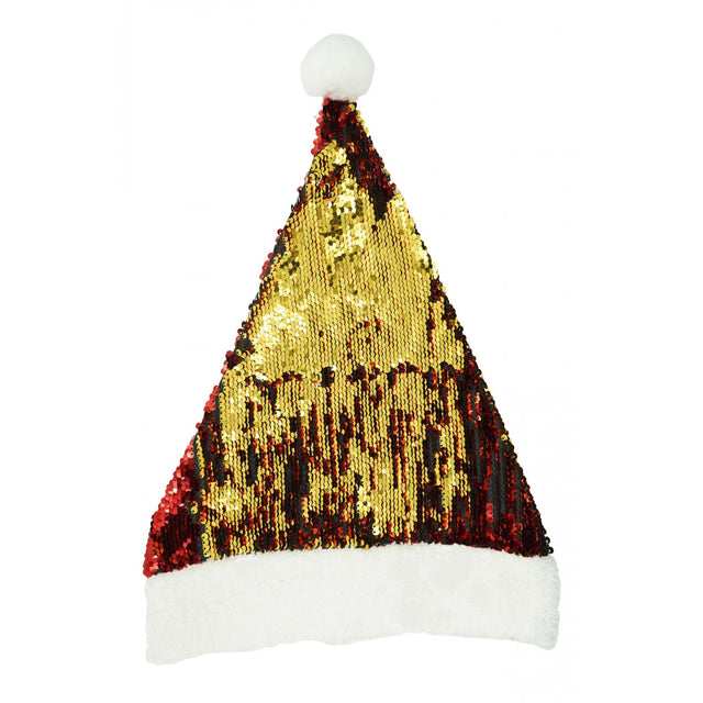 Caciulita de Mos Craciun, Vivimall,cu strasuri, in 2 culori, rosie - aurie, marime universala, material textil - vivimall.ro