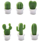 Set 6 Magneti De Frigider, Model Cactusi In Ghiveci, Din Abs Si Magnet, Verde/Alb - vivimall.ro
