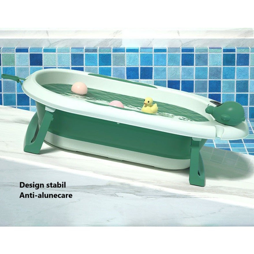 Cada De Baie, Pentru Copii 0 Luni - 6 Ani, Cu Termometru, Pliabila, Perna Suport Inclusa, Din Plastic, 81.5 X 49 X 21.5 Cm - vivimall.ro