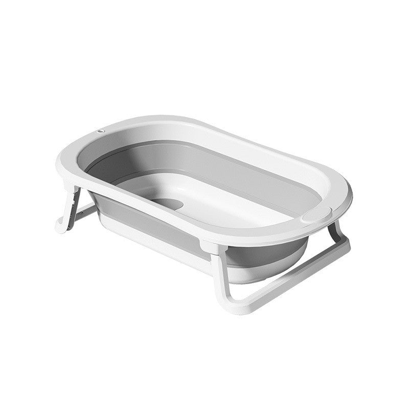 Cada de Baie Pliabila, Vivimall, cu Suport, Indicator de Temperatura, 0-8 Ani, din PP+TPR, 45 l Capacitate, 80 x 50 x 23 cm, Gri