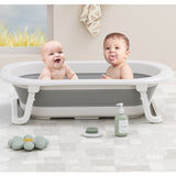 Cada de Baie Pliabila, Vivimall, cu Suport, Indicator de Temperatura, 0-8 Ani, din PP+TPR, 45 l Capacitate, 80 x 50 x 23 cm, Gri