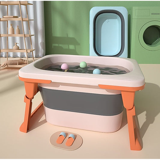 Cada Pliabila Pentru Baie, Din Pp+Tpe, Pentru Copii 0-6 Ani, Cu Picioare, Suport De Sezut, Scurgere Etans, 80 X 52 X 42 Cm - vivimall.ro