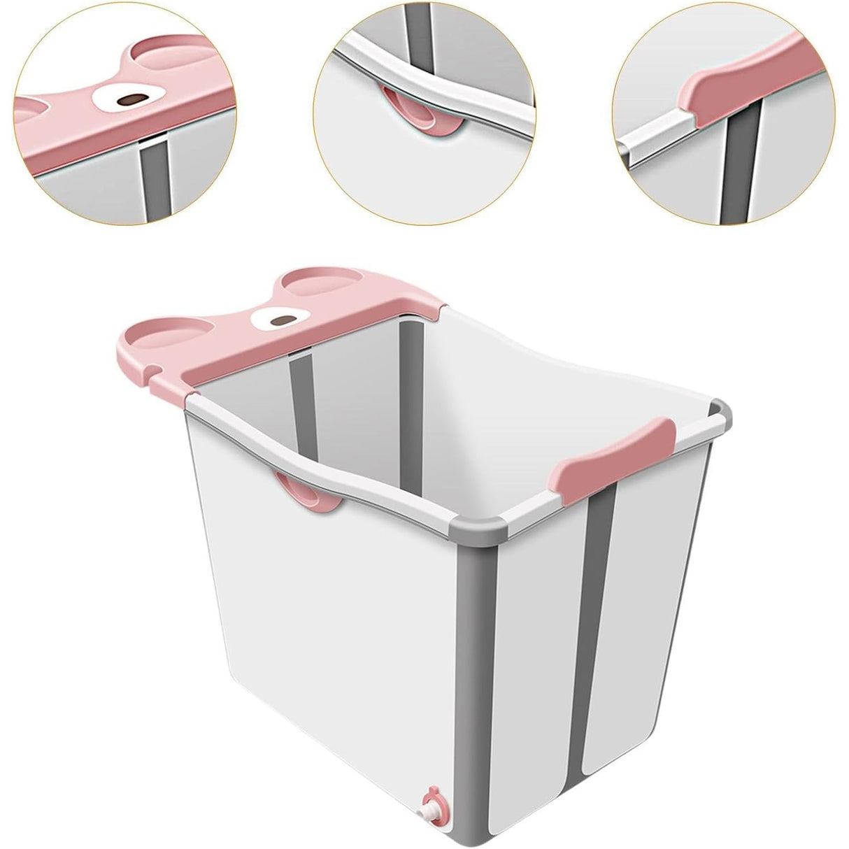 Cada Pliabila Pentru Baie, Din Pp+Tpe, Pentru Copii +6 Luni, Model Ursulet, Scaun De Interior, Detasabil, 82 X 50 X 54 Cm - vivimall.ro