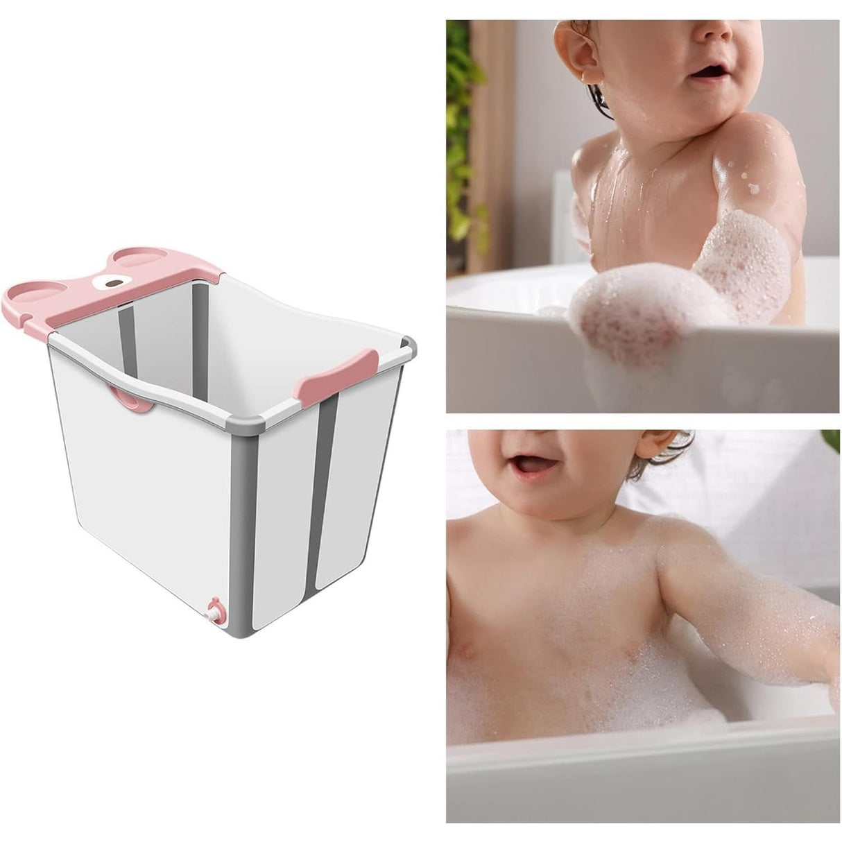 Cada Pliabila Pentru Baie, Din Pp+Tpe, Pentru Copii +6 Luni, Model Ursulet, Scaun De Interior, Detasabil, 82 X 50 X 54 Cm - vivimall.ro