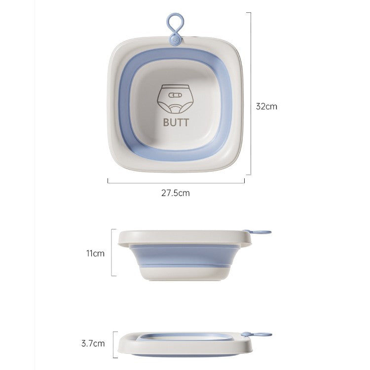 Cada Pliabila Pentru Baie Pentru Copii, Cadita Pentru Bebelusi, Model Patrat Pentru Fundulet, Albastru, 32X27.5X3.7 Cm, 4 L - vivimall.ro