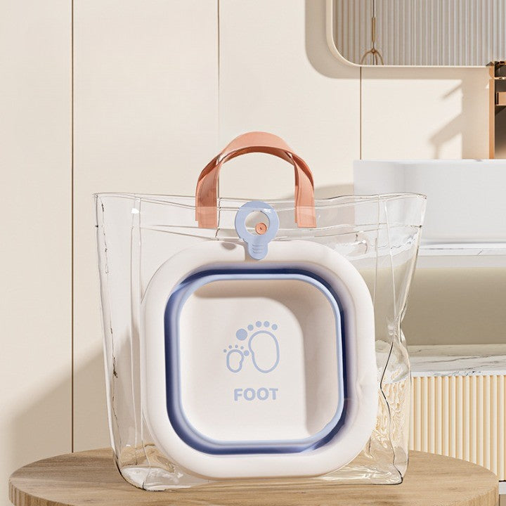 Cada Pliabila pentru Baie pentru Copii, Vivimall, Cadita pentru Bebelusi, Model Patrat pentru Picioare, Albastru, 30x30x3.5 cm, 3.5 L - vivimall.ro