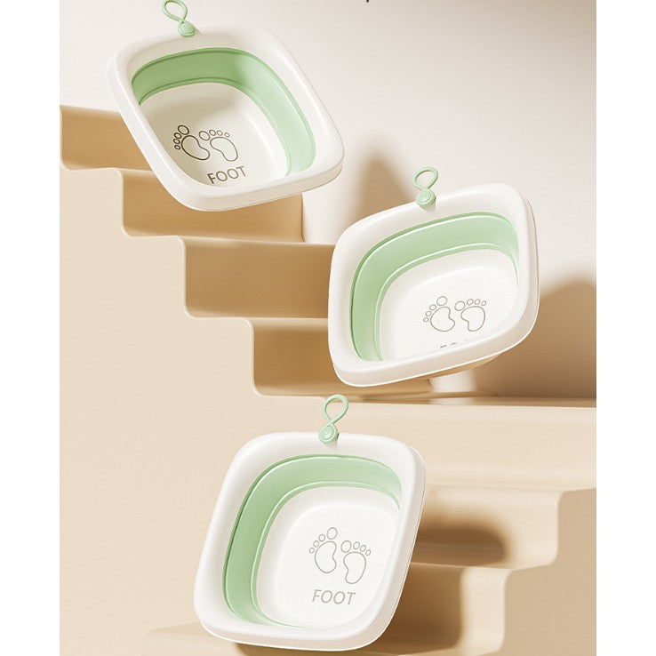 Cada Pliabila pentru Baie pentru Copii, Vivimall, Cadita pentru Bebelusi, Model Patrat pentru Picioare, Verde, 32x27.5x3.7 cm, 4 L - vivimall.ro