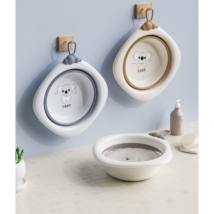 Cada Pliabila pentru Baie pentru Copii, Vivimall, Cadita pentru Bebelusi, Model Romb Koala, Gri, 30x30x3.5 cm, 4L - vivimall.ro