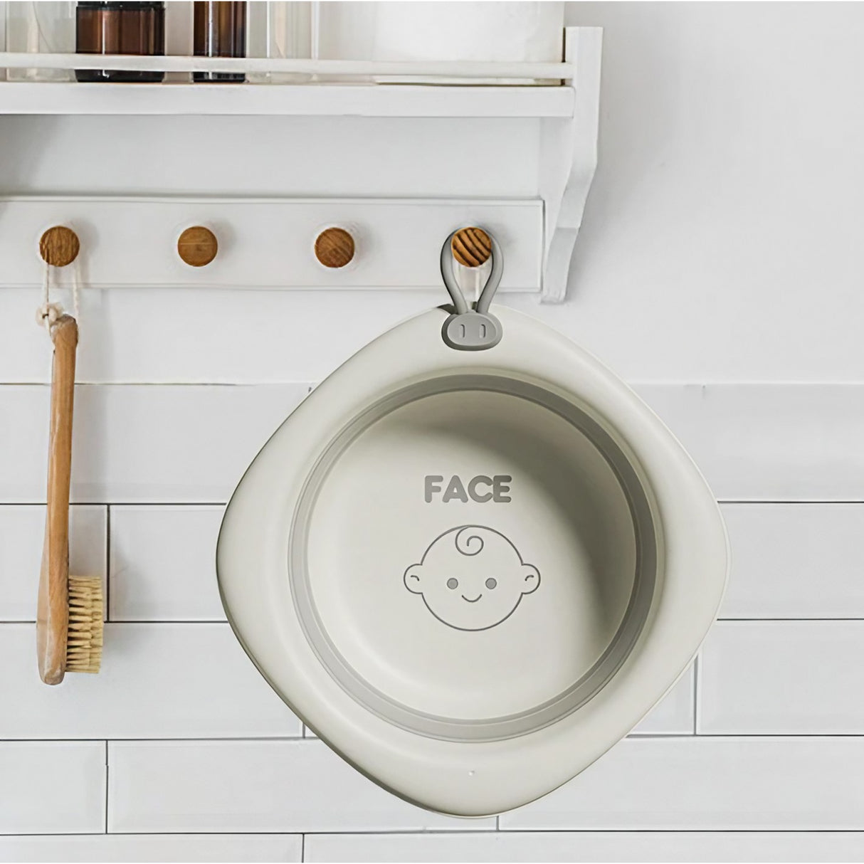 Cada Pliabila pentru Baie pentru Copii, Vivimall, Cadita pentru Bebelusi, Model Romb pentru Fata, Gri, 31.5x31.5x3.5 cm, 3L - vivimall.ro