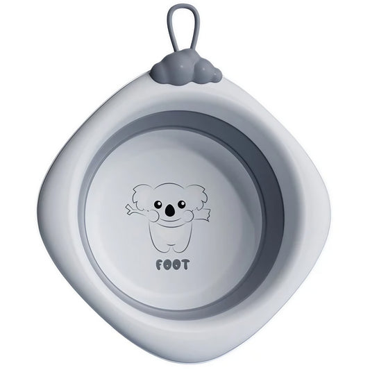 Cada Pliabila pentru Baie pentru Copii, Vivimall, Cadita pentru Bebelusi, Model Romb pentru Picioare Koala, Gri, 30x30x3.5 cm, 4L - vivimall.ro