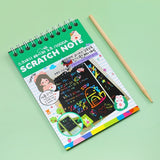 Caiet Cu Fise Razuibile Diy Magic Scratch, 12 File, Curcubeu, Creion Din Lemn, Cartonase Negre, 14.2 X 9.8 Cm