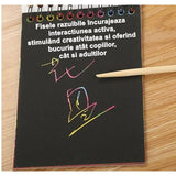 Caiet Cu Fise Razuibile Diy Magic Scratch, 12 File, Curcubeu, Creion Din Lemn, Cartonase Negre, 14.2 X 9.8 Cm, Baby Blue