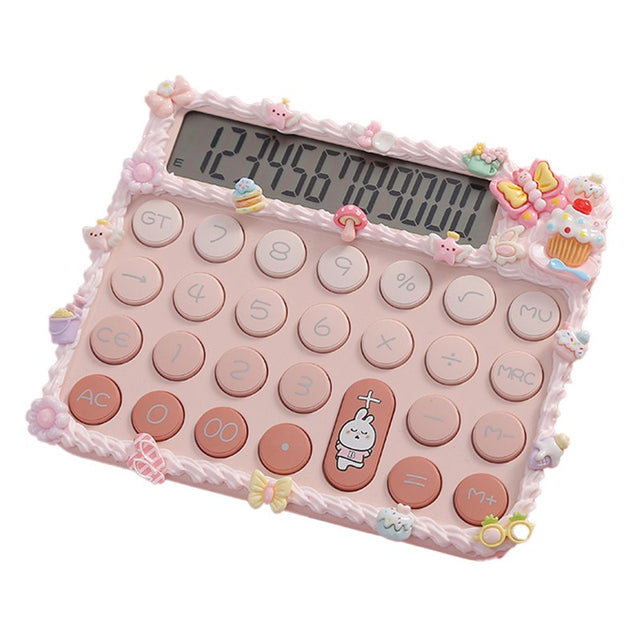 Calculator Electronic pentru Fete, Flippy, Calculator Dragut pentru Scoala Primara, Ecran mare 12 digits si Tastatura Mecania, 15 x 12.5 cm, Decor cu elemente 3D pentru Fete, Roz - vivimall.ro