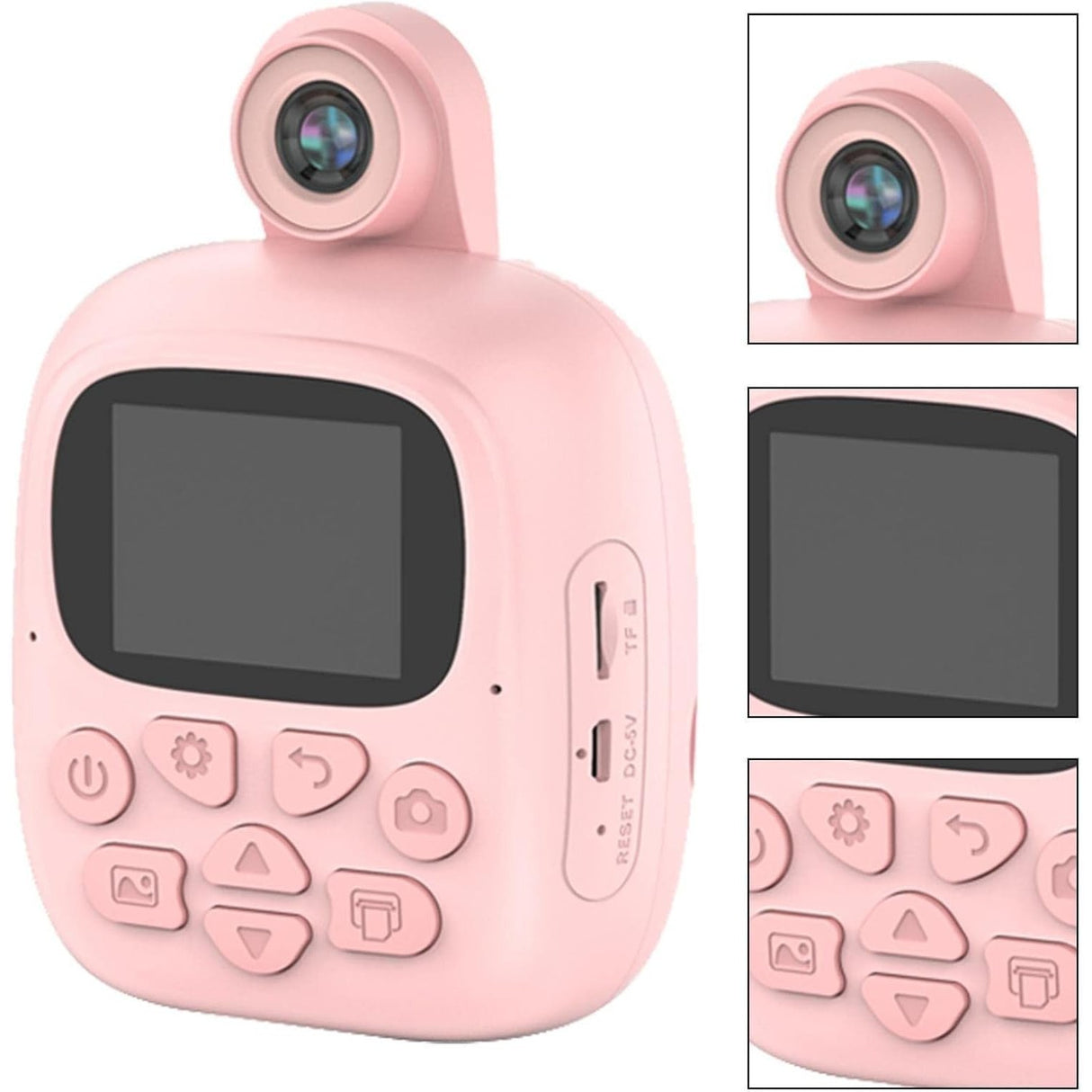 Camera Instantanee Pentru Copii, Camera Frontala + Selfie, Cu Functie De Printare, Cablu Usb-C, Bluetooth, Compatibil Ios/Android, Imprimare App - vivimall.ro