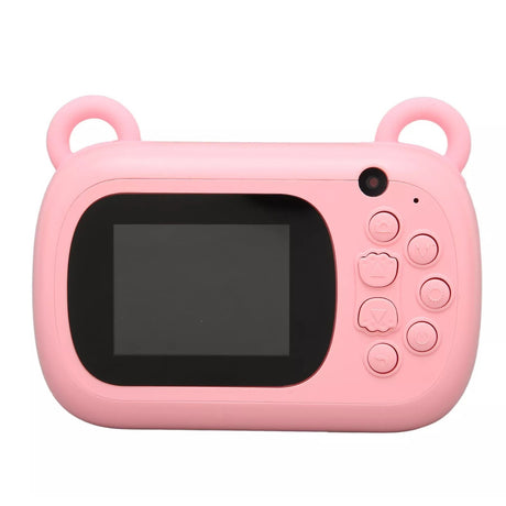 Camera Instantanee pentru Copii, Vivimall, Camera Frontala + Selfie, cu Functie de Printare, Cablu USB-C, Bluetooth, Compatibil iOS/Android, Imprimare APP, Model Iepure Love, Roz - vivimall.ro
