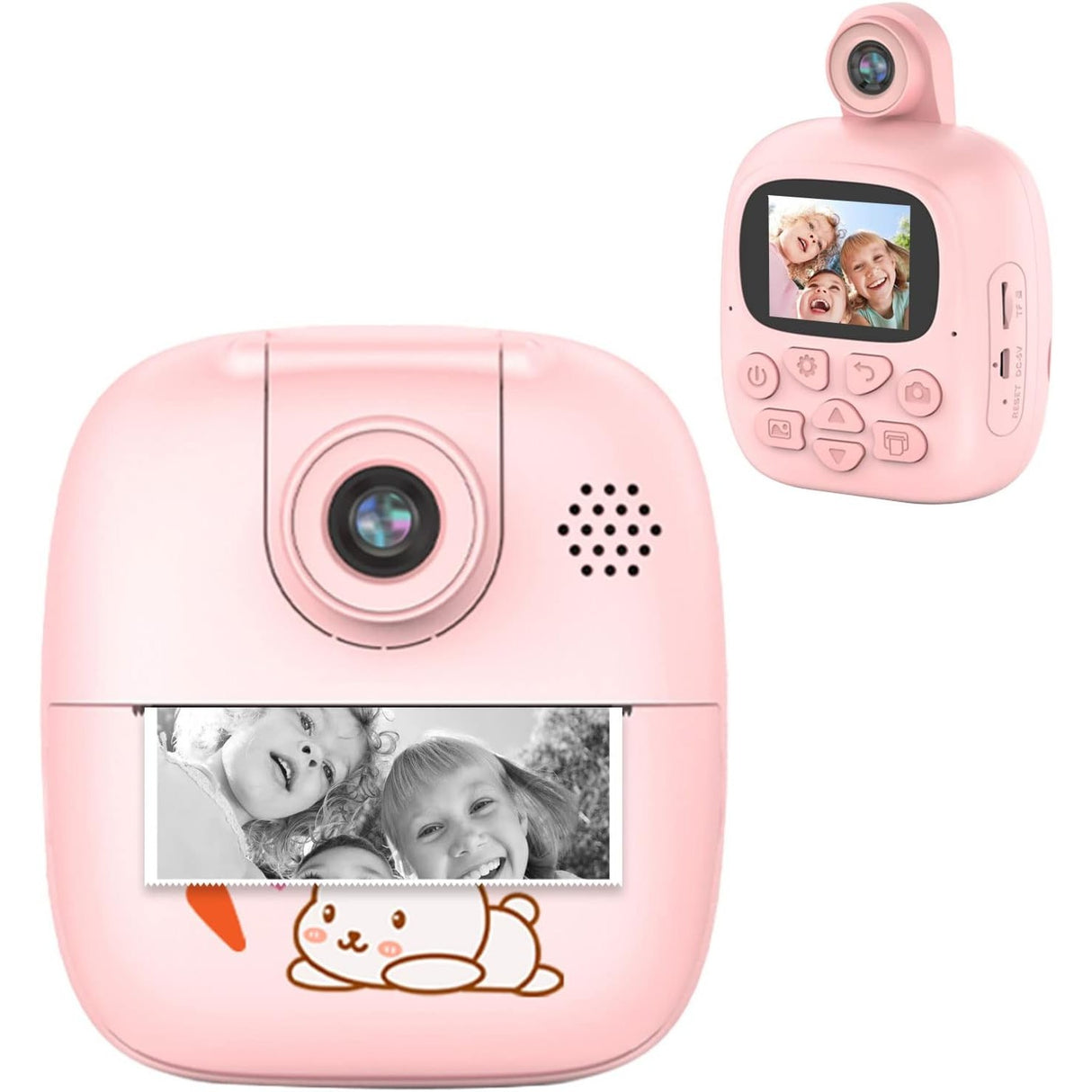 Camera Instantanee Pentru Copii, Camera Frontala + Selfie, Cu Functie De Printare, Cablu Usb-C, Bluetooth, Compatibil Ios/Android, Imprimare App - vivimall.ro