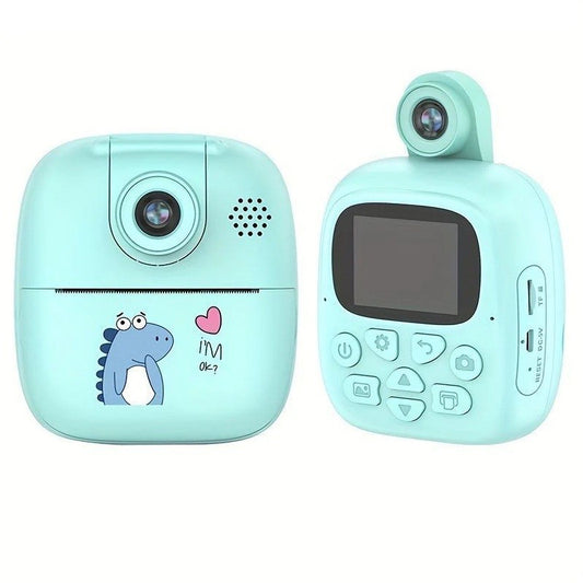 Camera Instantanee Pentru Copii, Camera Frontala + Selfie, Cu Functie De Printare, Cablu Usb-C, Bluetooth, Compatibil Ios/Android, Imprimare App - vivimall.ro