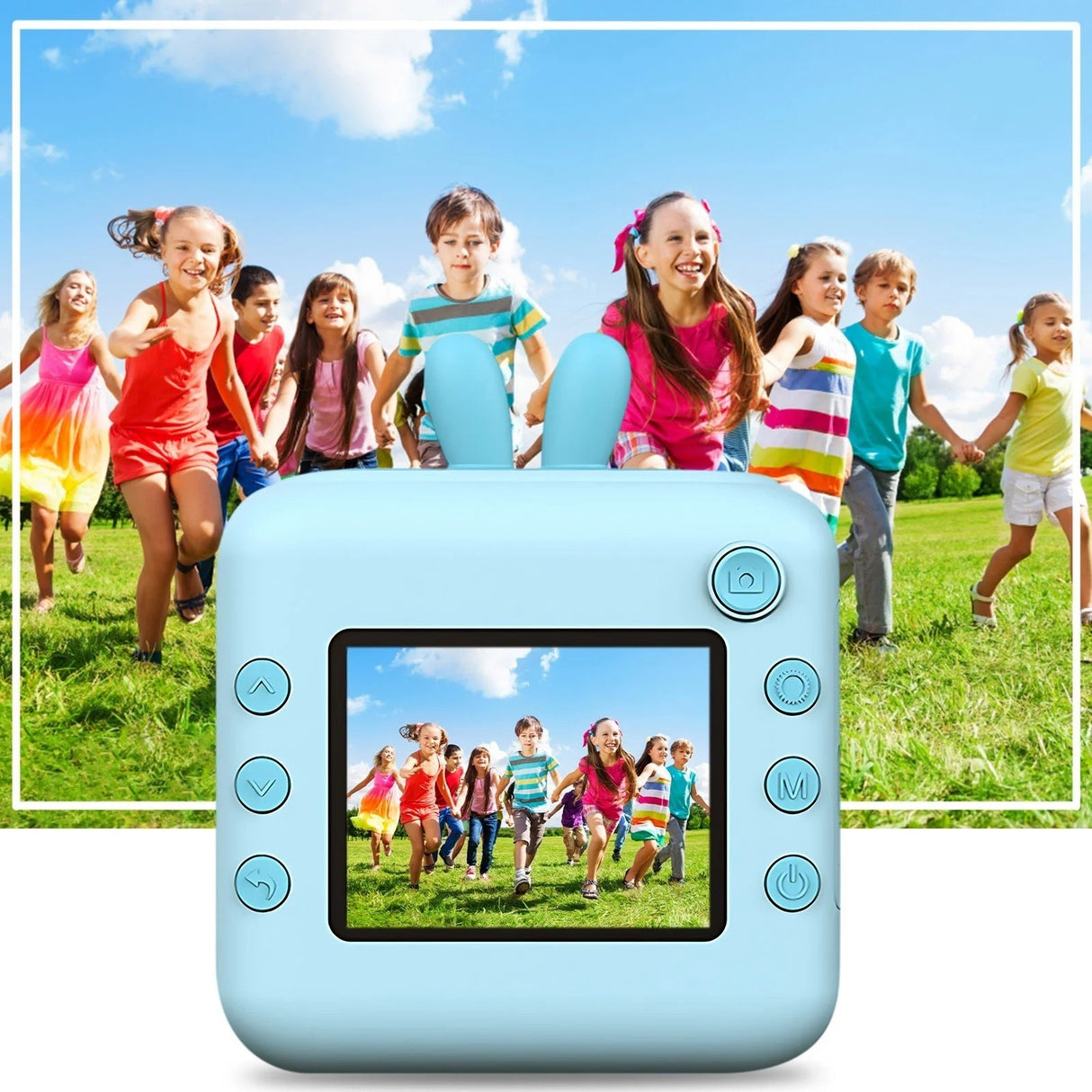 Camera Instantanee Pentru Copii, Cu Functie De Printare, Cablu Usb-C, Bluetooth, Compatibil Ios/Android, Imprimare App, Snur De Agatat Inclus - vivimall.ro