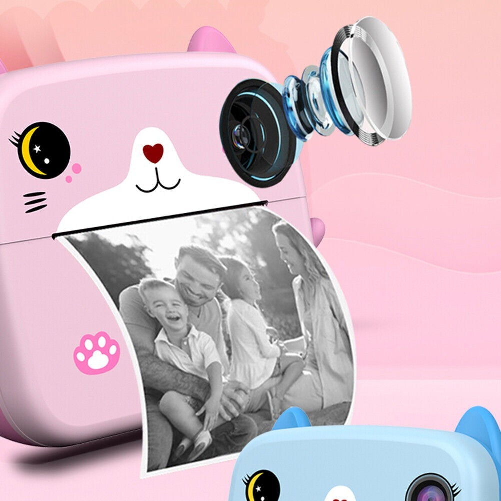 Camera Instantanee Pentru Copii, Cu Functie De Printare, Camera Frontala + Selfie, Cablu Usb-C, Bluetooth, Compatibil Ios/Android, Imprimare App - vivimall.ro