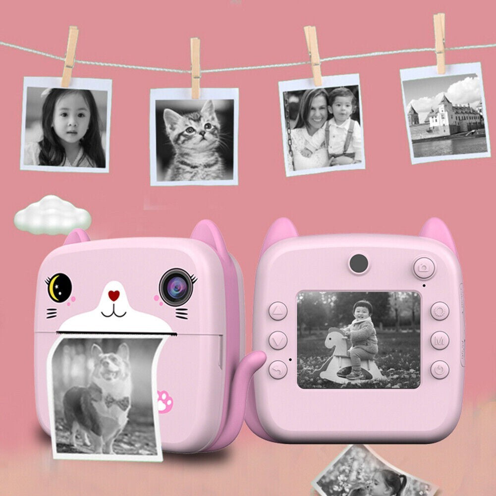 Camera Instantanee Pentru Copii, Cu Functie De Printare, Camera Frontala + Selfie, Cablu Usb-C, Bluetooth, Compatibil Ios/Android, Imprimare App - vivimall.ro