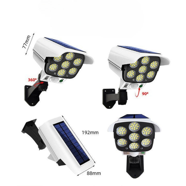 Camera de supraveghere falsa, incarcare solara, 77 LED-uri, senzor de miscare, Vivimall