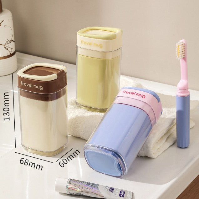 Cana Multifunctionala pentru Voiaj, Vivimall, cu Functii de Depozitare si Suport Articole Igiena Dentara, 13 x 6.8 x 6 cm, Roz Mov - vivimall.ro