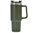Cana Termos Din Plastic, Pentru Bauturi Calde Si Reci, Cu Maner, 9.9X9.9X27 Cm, Verde Army - vivimall.ro