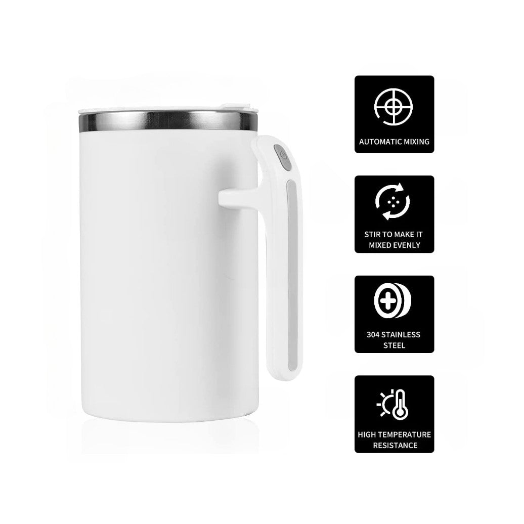 Cana Portabila Cu Mixer Incorporat, Pe Baterii, 380 Ml, Alb - vivimall.ro