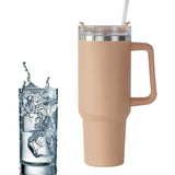 Cana Termos Din Plastic, Pentru Bauturi Calde Si Reci, Cu Maner, 9.9X9.9X27 Cm, Roz Pal - vivimall.ro