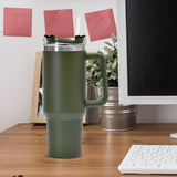 Cana Termos Din Plastic, Pentru Bauturi Calde Si Reci, Cu Maner, 9.9X9.9X27 Cm, Verde Army - vivimall.ro
