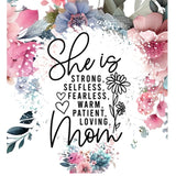 Cana Termos din Plastic, Vivimall, pentru Bauturi Calde si Reci, cu Maner, Imprimeu Floral, cu Mesaj pentru Mama, Alb, 10x7.6x27.5 cm - vivimall.ro