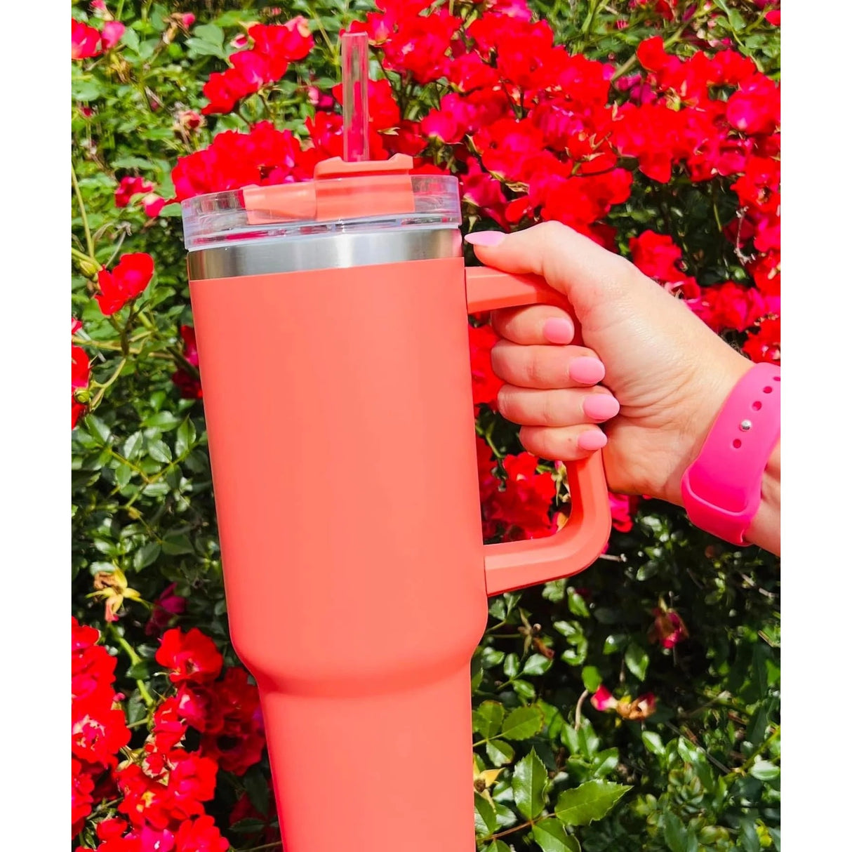 Cana Termos Din Plastic, Pentru Bauturi Calde Si Reci, Cu Maner, 9.9X9.9X27 Cm - vivimall.ro